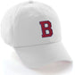I&W Hatgear Customized Letter Initial Baseball Hat A to Z Team Colors, White Cap Blue Red