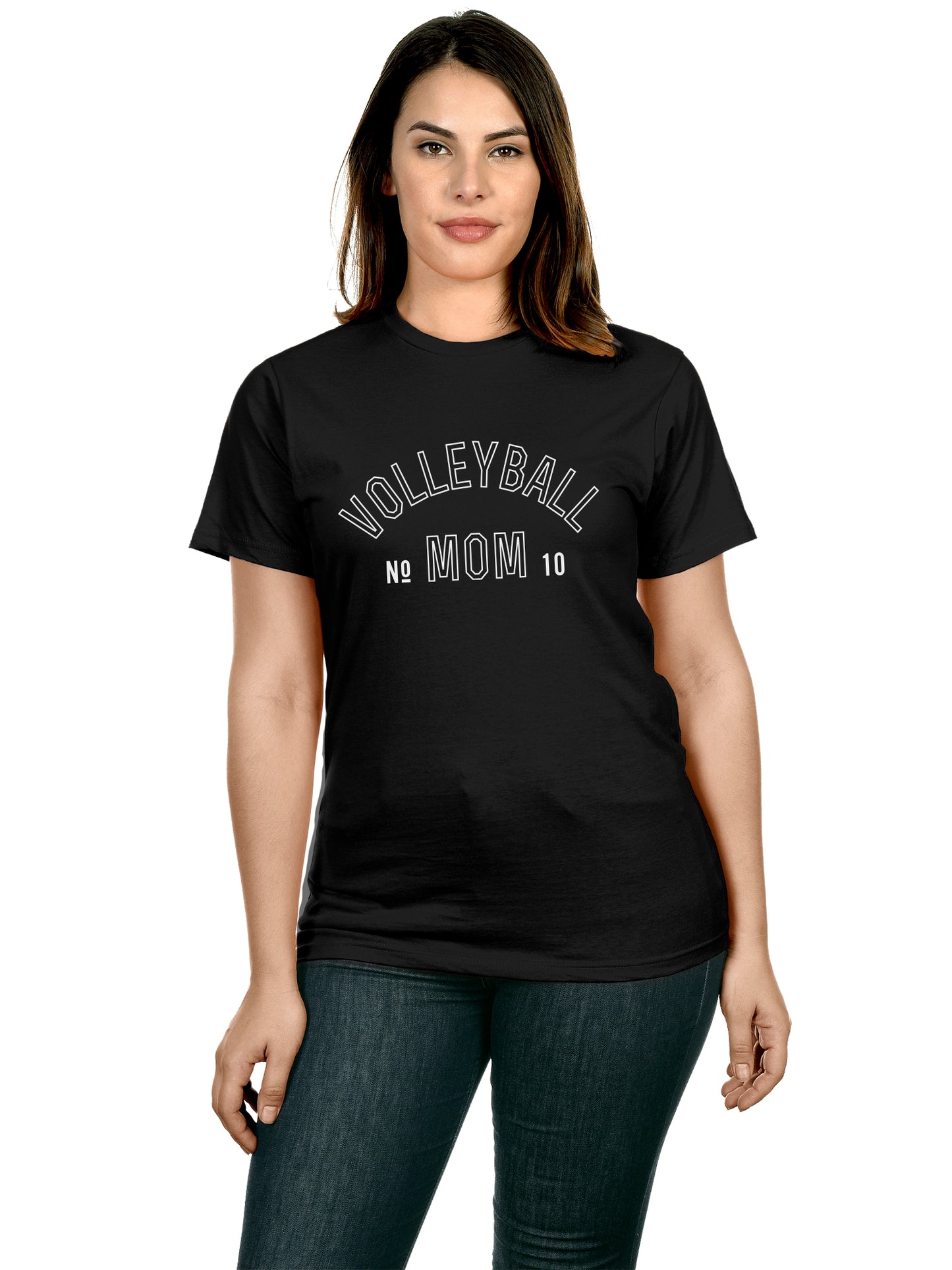 Emmalise Women's Volleyball Mom Custom Number Round Neck Short Sleeve and Pullover Hoodie Fleece Sweatshirt