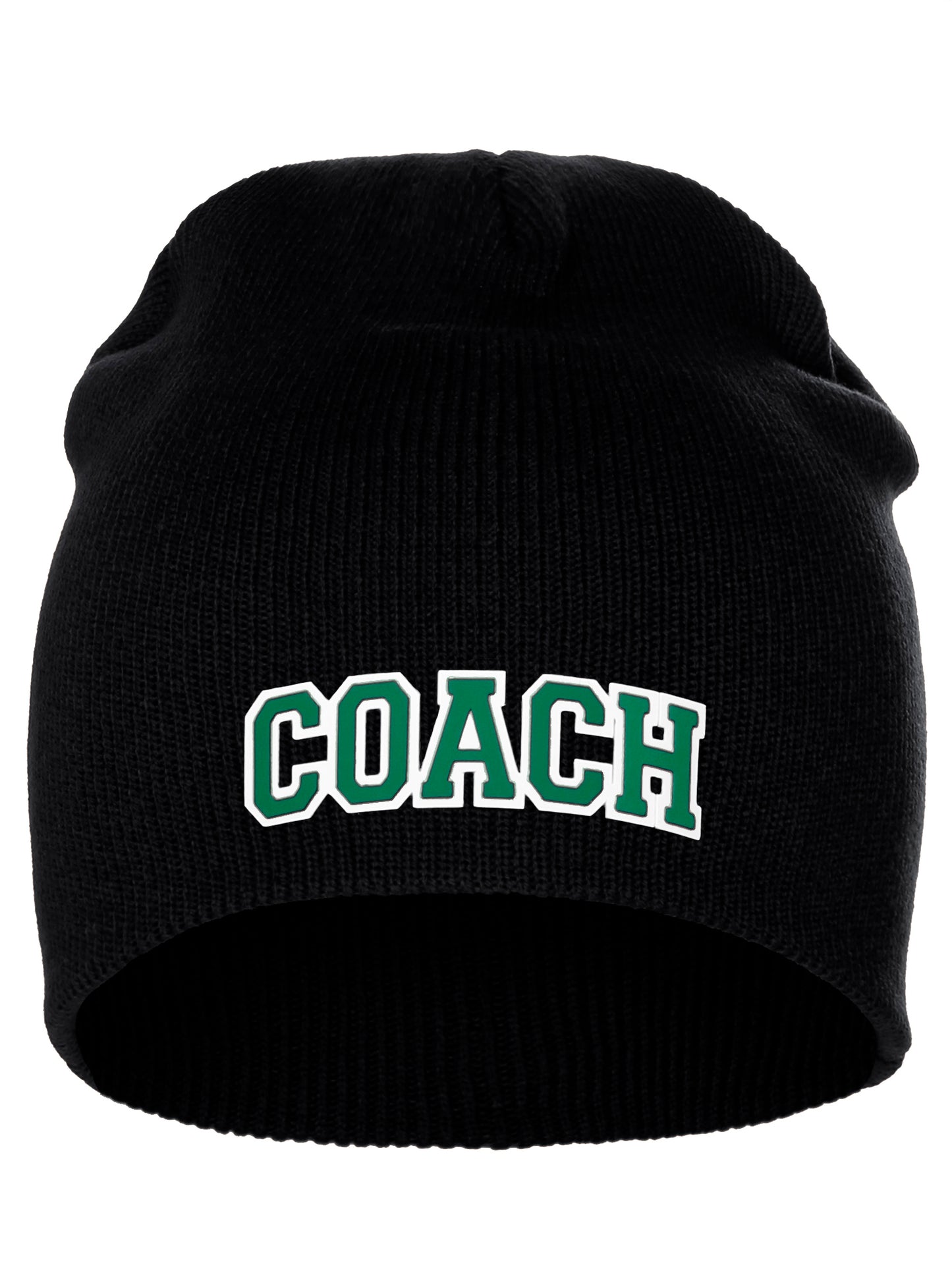 Coach Arch Letters Winter Knit Cuffless Beanie 3D Raised Layers