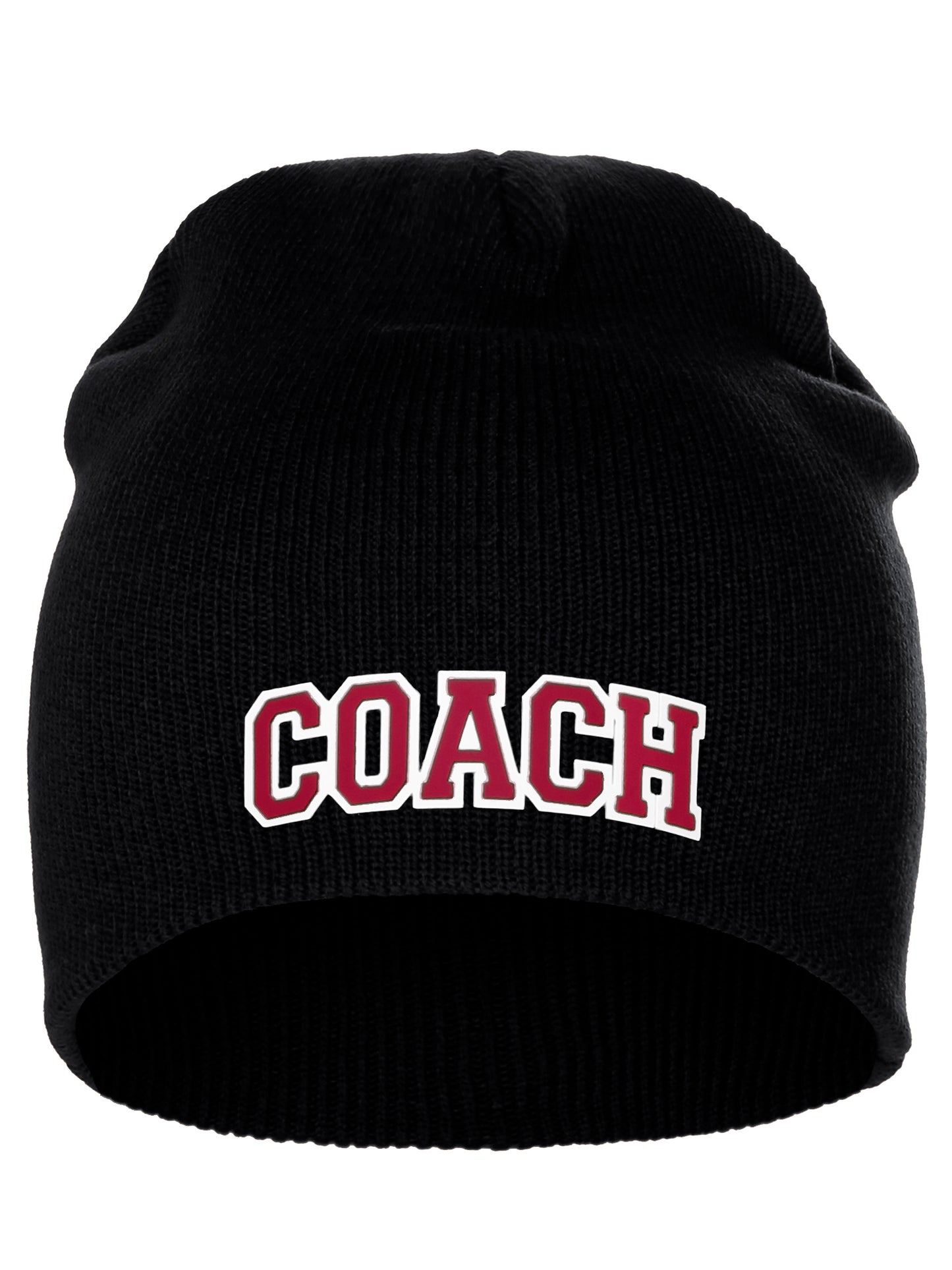 Coach Arch Letters Winter Knit Cuffless Beanie 3D Raised Layers