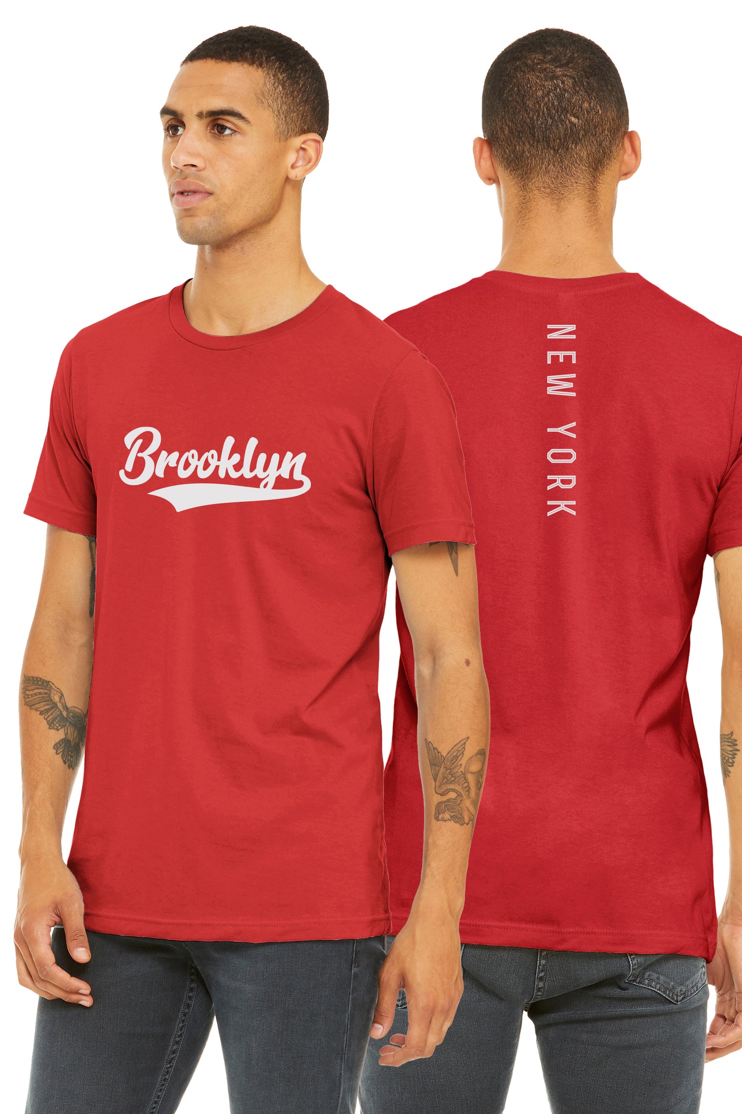 Daxton Adult Unisex Tshirt  Brooklyn Script with New York Vertical on the Back