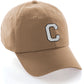 I&W Hatgear Customized Letter Initial Baseball Hat A to Z Team Colors, Khaki Cap Black White