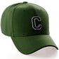 Classic Baseball Hat Custom A to Z Initial Team Letter, Olive Cap White Black