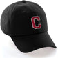 I&W Hatgear Customized Letter Initial Baseball Hat A to Z Team Colors, Black Cap White Red