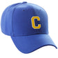 Classic Baseball Hat Custom A to Z Initial Team Letter, Blue Cap White Gold