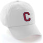 I&W Hatgear Customized Letter Initial Baseball Hat A to Z Team Colors, White Cap Blue Red