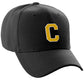 Classic Baseball hat Custom A to Z Initial Team Letter, Black Cap White Gold