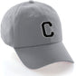 Custom Hat A to Z Initial Letters Classic Baseball Cap, Light Grey White Black