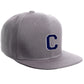 Classic Snapback Hat Custom A to Z Initial Letters, Light Grey Cap White Navy