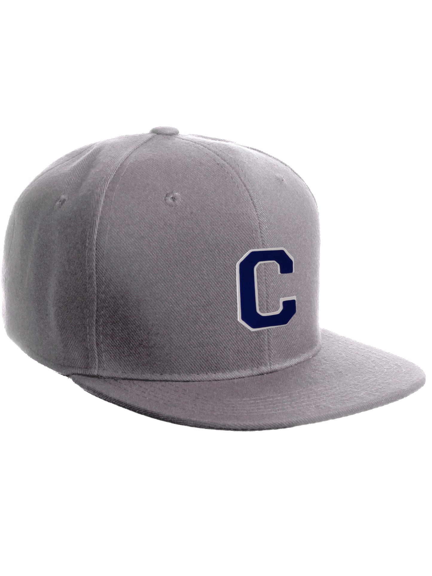 Classic Snapback Hat Custom A to Z Initial Letters, Light Grey Cap White Navy