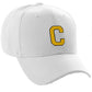 Classic Baseball Hat Custom A to Z Initial Team Letter, White Cap Black Gold