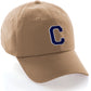 I&W Hatgear Customized Letter Initial Baseball Hat A to Z Team Colors, Khaki Cap White Navy