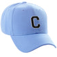 Classic Baseball Hat Custom A to Z Initial Team Letter, Sky Cap White Black