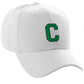 Classic Baseball Hat Custom A to Z Initial Team Letter, White Cap Black Green