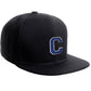 Classic Snapback Hat Custom A to Z Initial Raised Letters, Black Cap White Royal