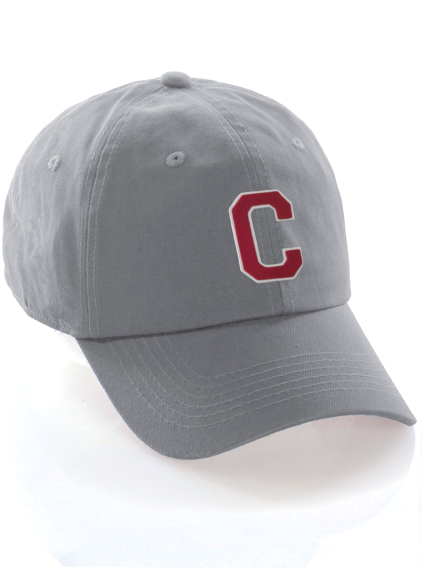 I&W Hatgear Customized Letter Initial Baseball Hat A to Z Team Colors, Light Grey White Red