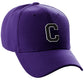 Classic Baseball Hat Custom A to Z Initial Team Letter, Purple Cap White Black
