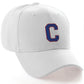 Classic Baseball Hat Custom A to Z Initial Team Letter, White Cap Red Blue