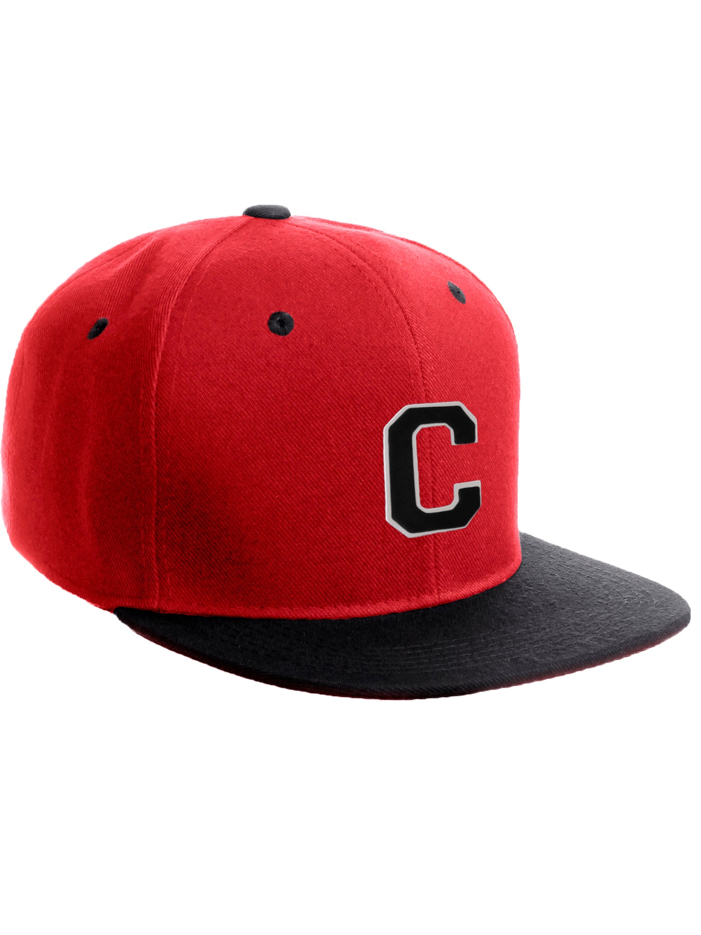 Classic Snapback Hat Custom A to Z Initial Letters, Red Black Cap White Black