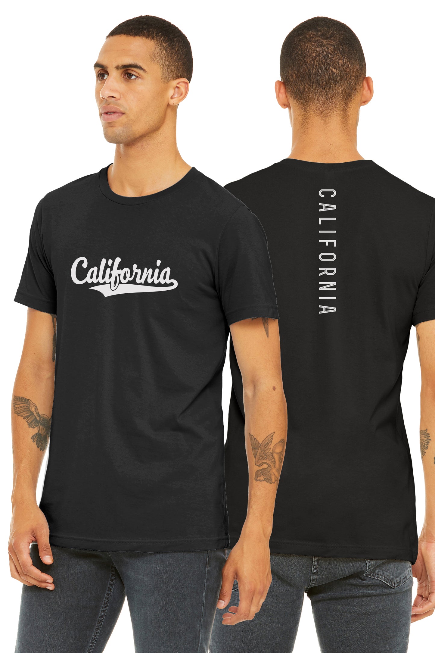 Daxton Adult Unisex Tshirt California Script with Vertical on the Back