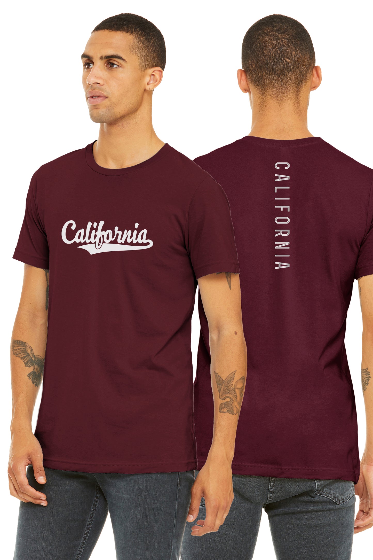Daxton Adult Unisex Tshirt California Script with Vertical on the Back