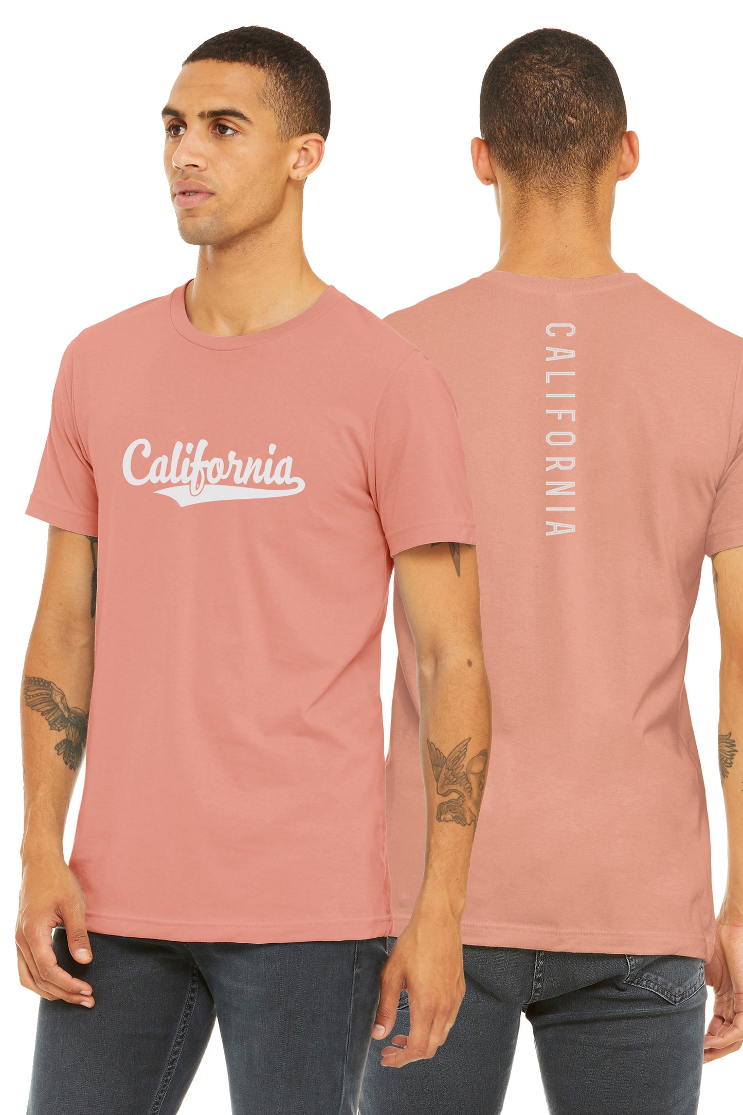 Daxton Adult Unisex Tshirt California Script with Vertical on the Back