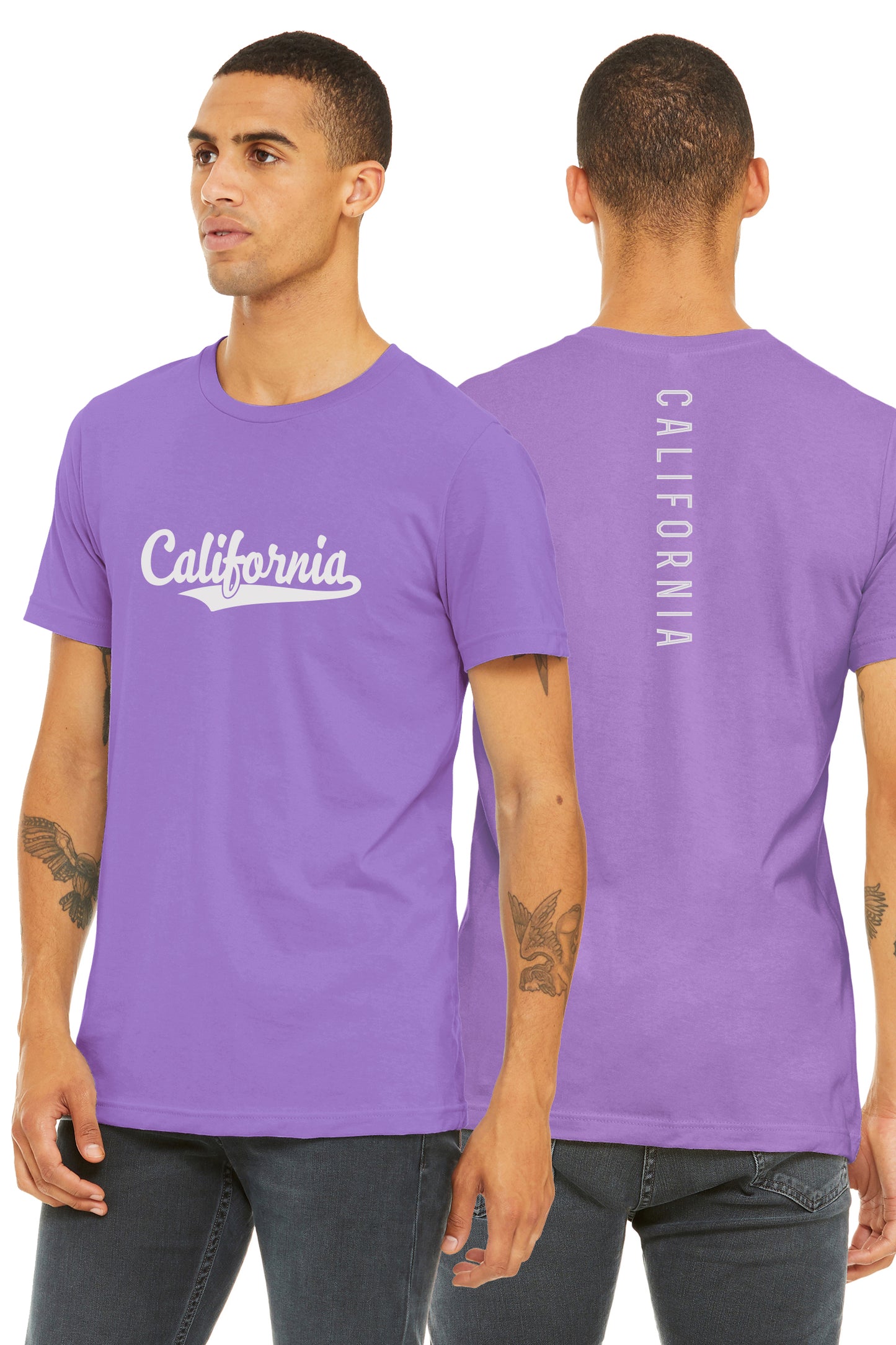 Daxton Adult Unisex Tshirt California Script with Vertical on the Back
