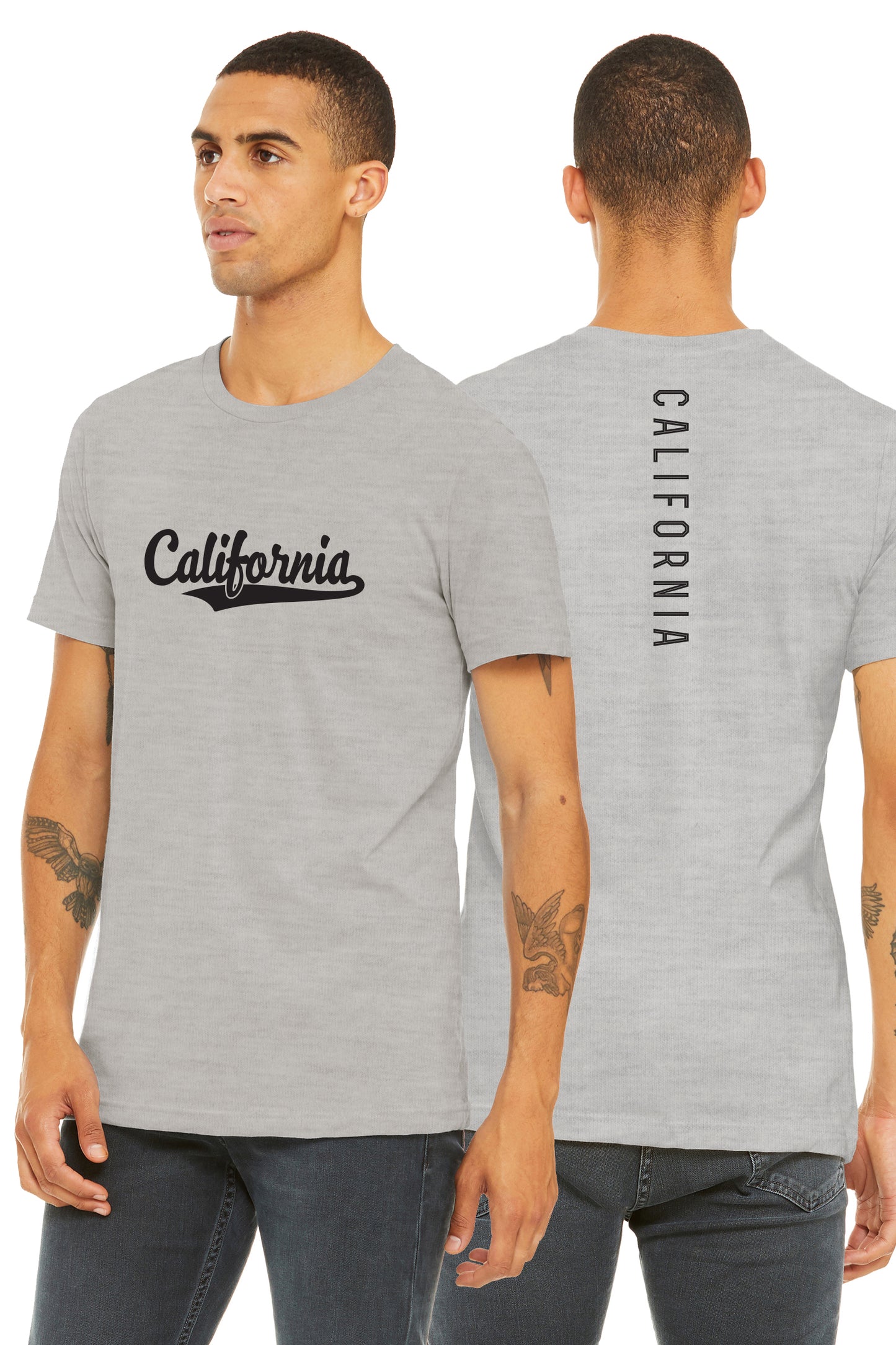 Daxton Adult Unisex Tshirt California Script with Vertical on the Back