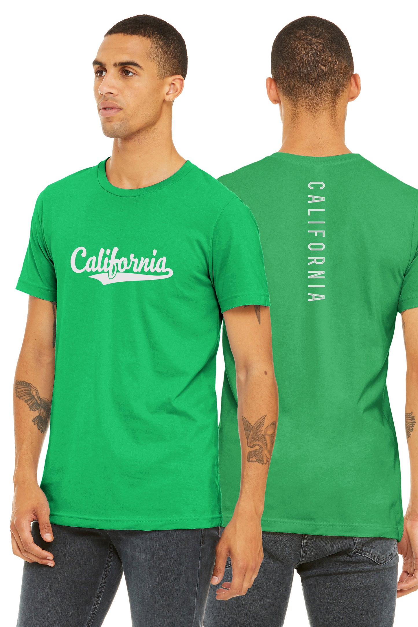 Daxton Adult Unisex Tshirt California Script with Vertical on the Back