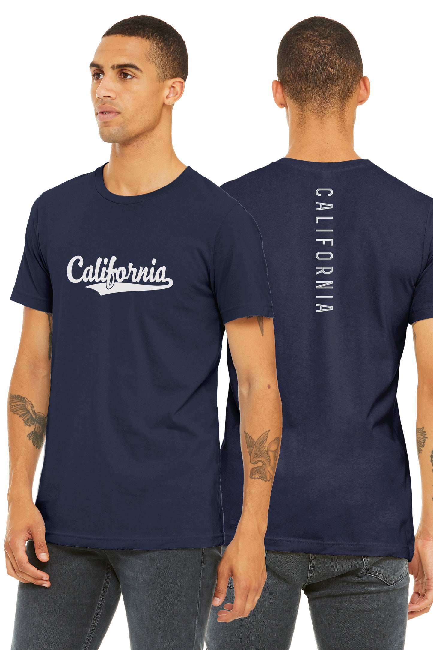 Daxton Adult Unisex Tshirt California Script with Vertical on the Back