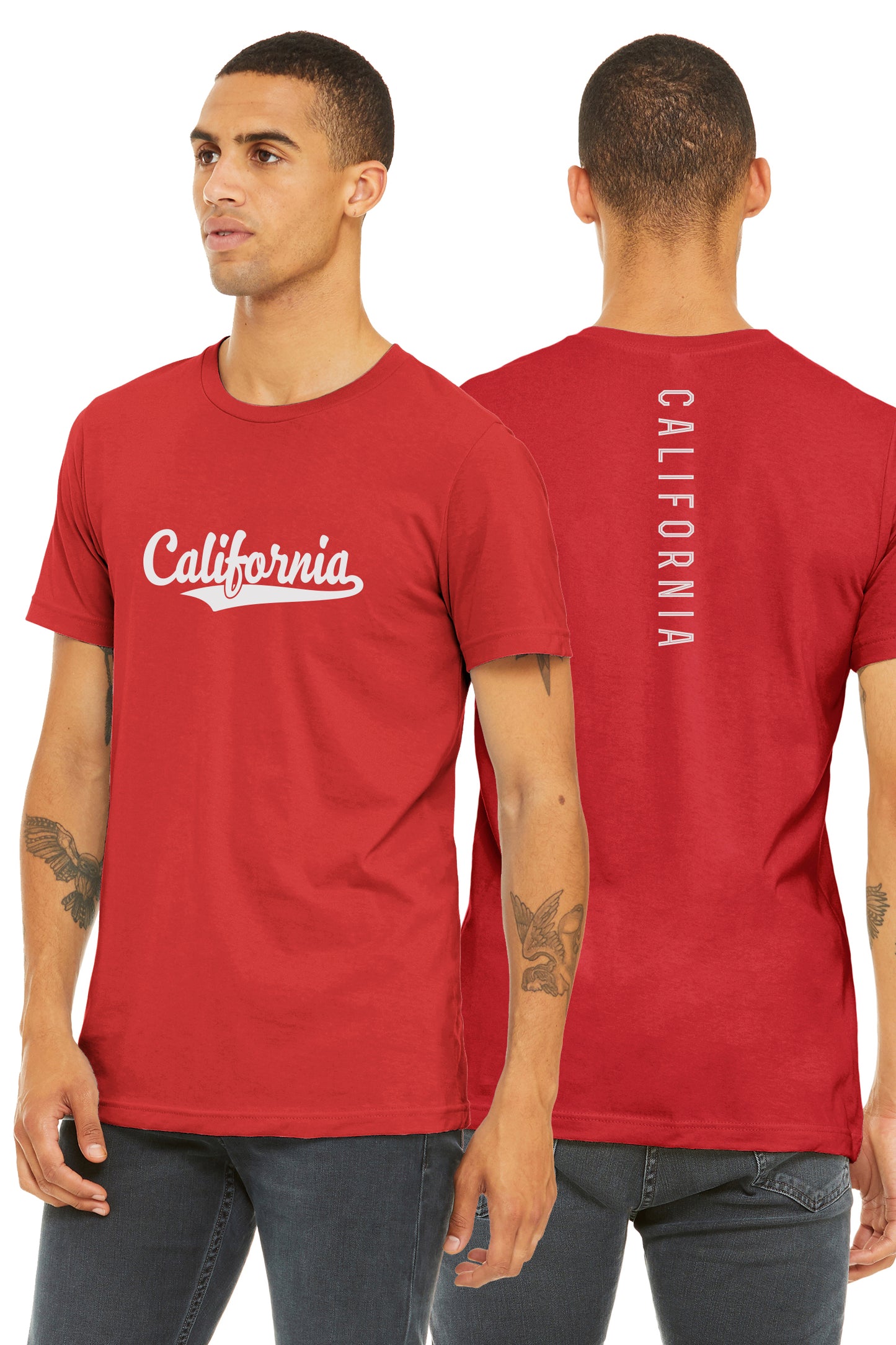 Daxton Adult Unisex Tshirt California Script with Vertical on the Back