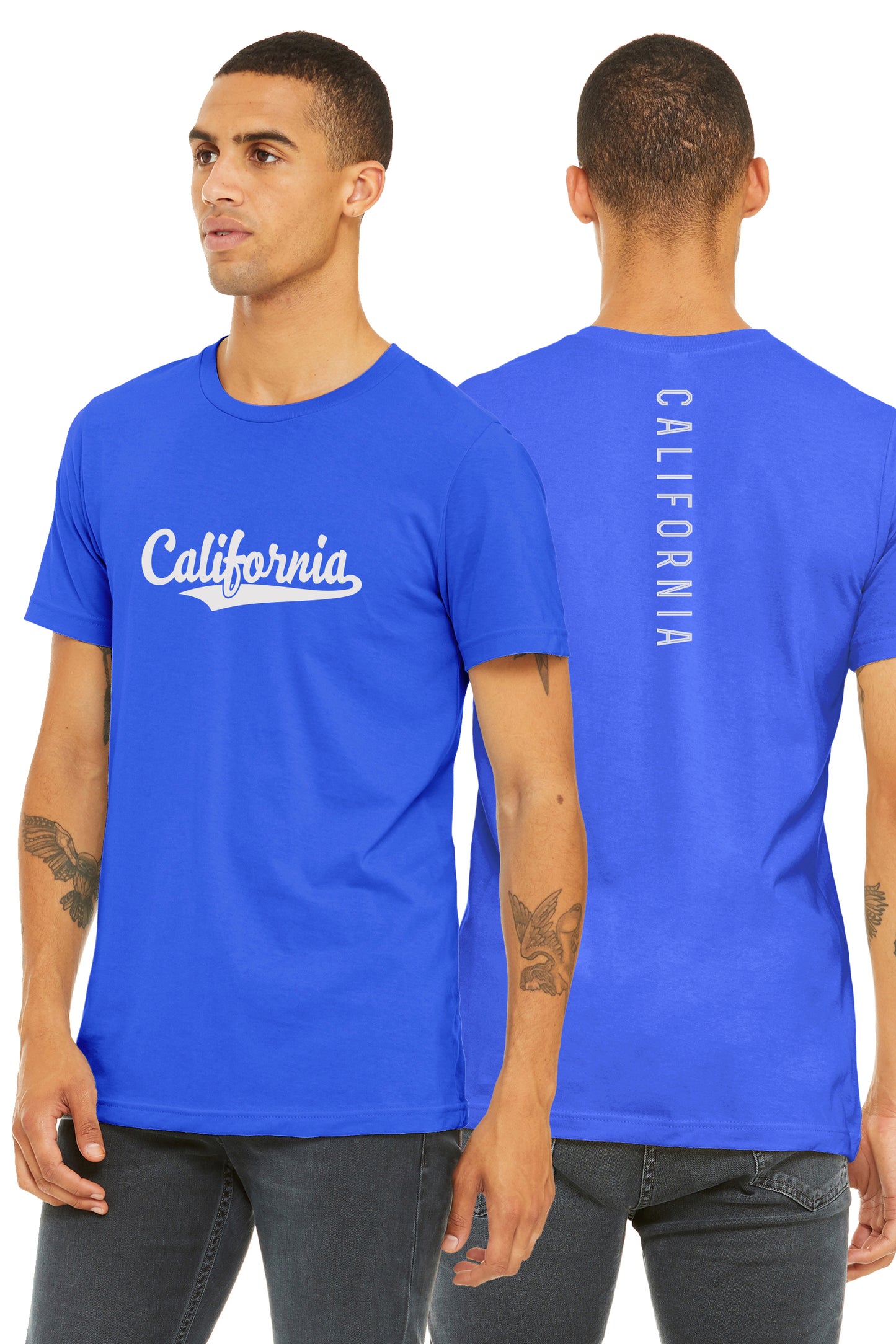 Daxton Adult Unisex Tshirt California Script with Vertical on the Back