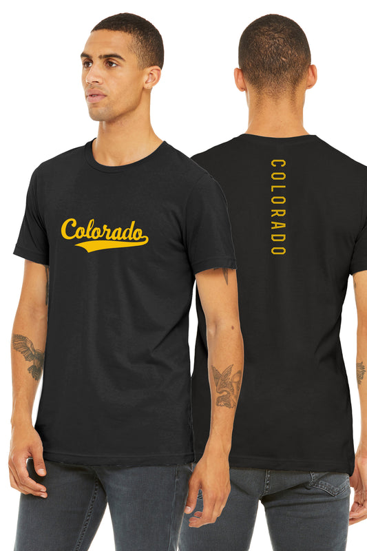 Daxton Adult Unisex Tshirt Colorado Script with Vertical on the Back