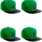 Classic Snapback Hat Custom A to Z Initial Letters, Green Black Cap White Black