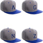 Classic Snapback Hat Custom A to Z Initial Letters, Lt Grey Royal Cap White Blue
