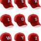 Customized Letter Initial Baseball Hat A to Z Team Colors, Red Cap Blue White