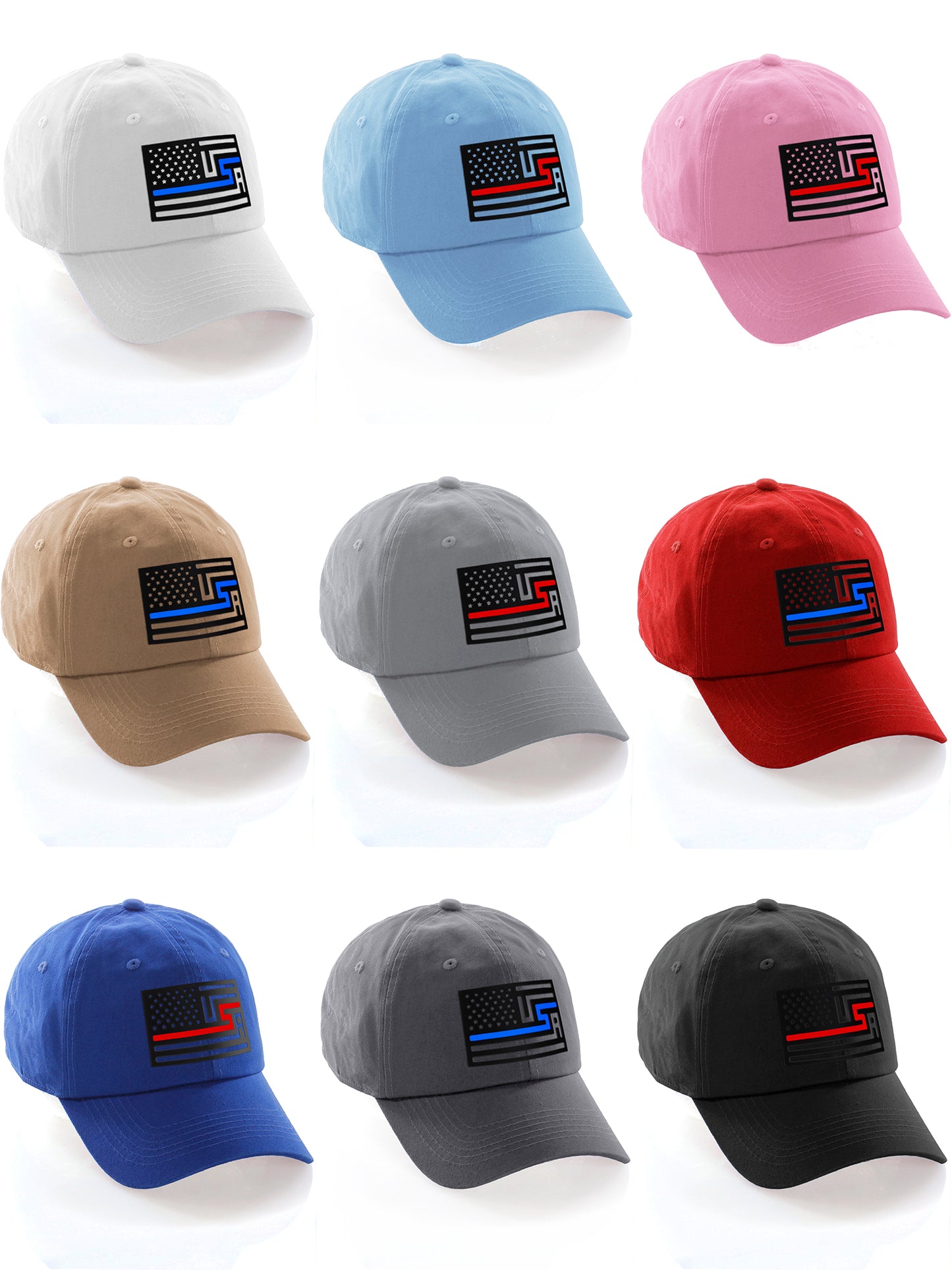 American Thin Blue Red Line Redesigned Support Serviceman Flag Baseball Hat Cap