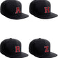 Classic Snapback Hat Custom A to Z Initial Raised Letters, Black Cap White Red