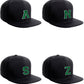 Classic Snapback Hat Custom A to Z Initial Raised Letters, Black Cap White Green