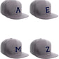 Classic Snapback Hat Custom A to Z Initial Letters, Light Grey Cap White Navy