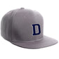 Classic Snapback Hat Custom A to Z Initial Letters, Light Grey Cap White Navy