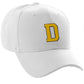 Classic Baseball Hat Custom A to Z Initial Team Letter, White Cap Black Gold