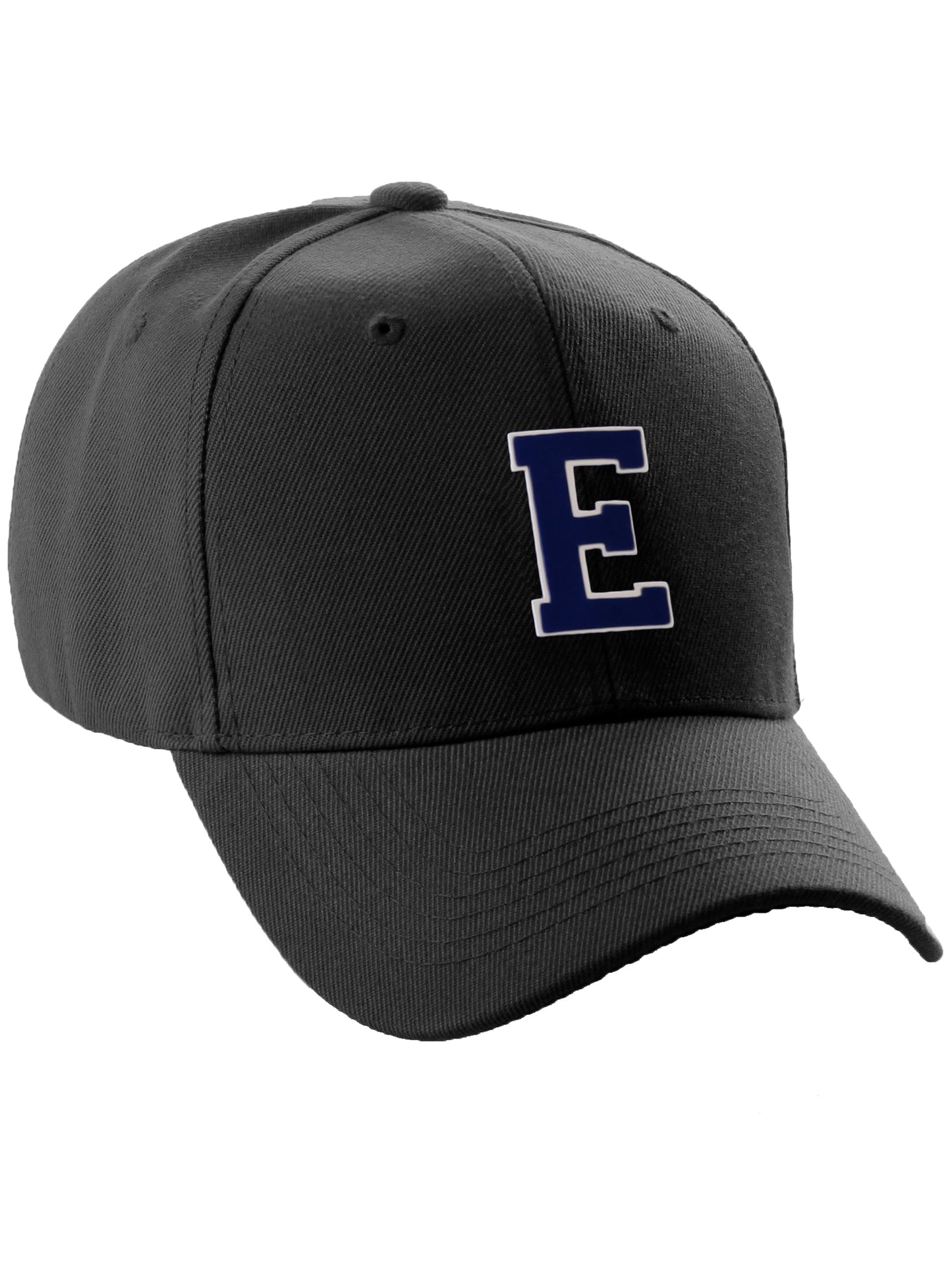Classic Baseball Hat Custom A to Z Initial Team Letter, Black Cap White Navy