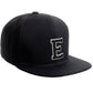 Classic Snapback Hat Custom A to Z Initial Raised Letters, Black Cap White Black