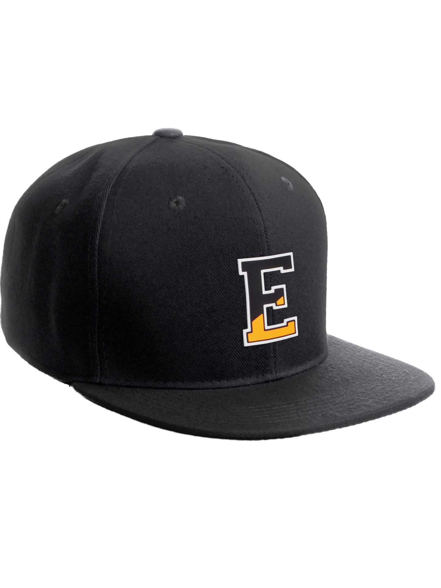 Daxton Classic Snapback Initial Numbers Letters Flat Bill Visor Black Cap