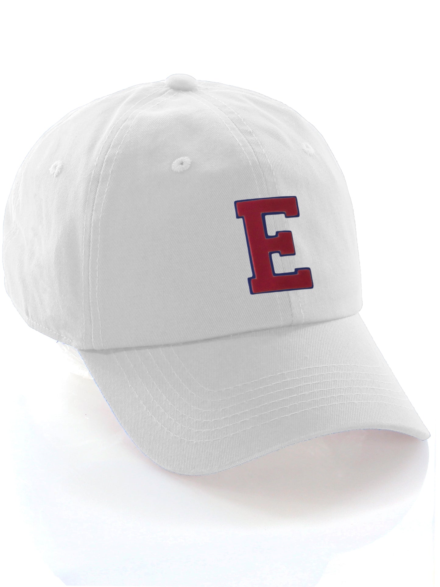I&W Hatgear Customized Letter Initial Baseball Hat A to Z Team Colors, White Cap Blue Red