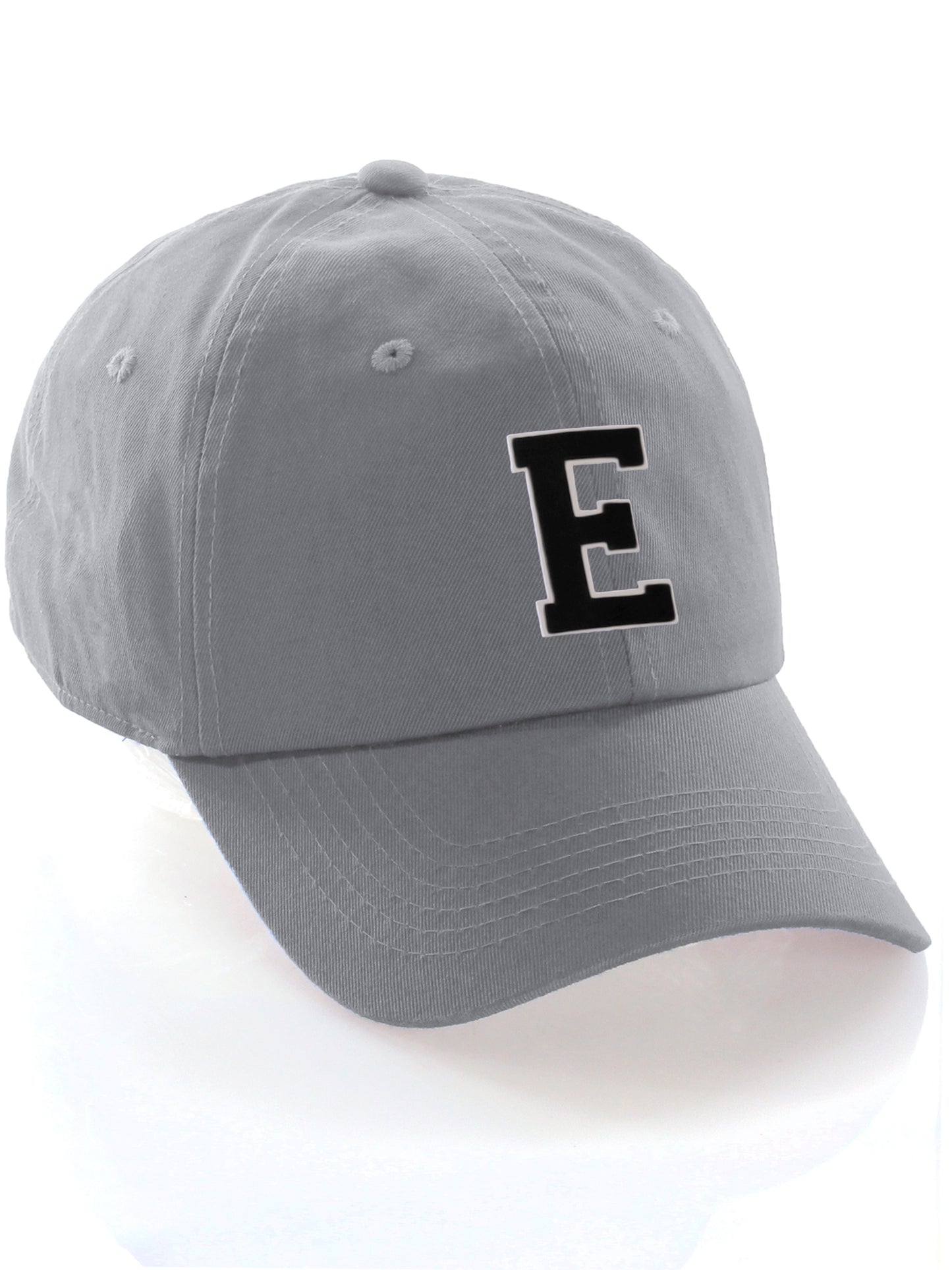 Custom Hat A to Z Initial Letters Classic Baseball Cap, Light Grey White Black