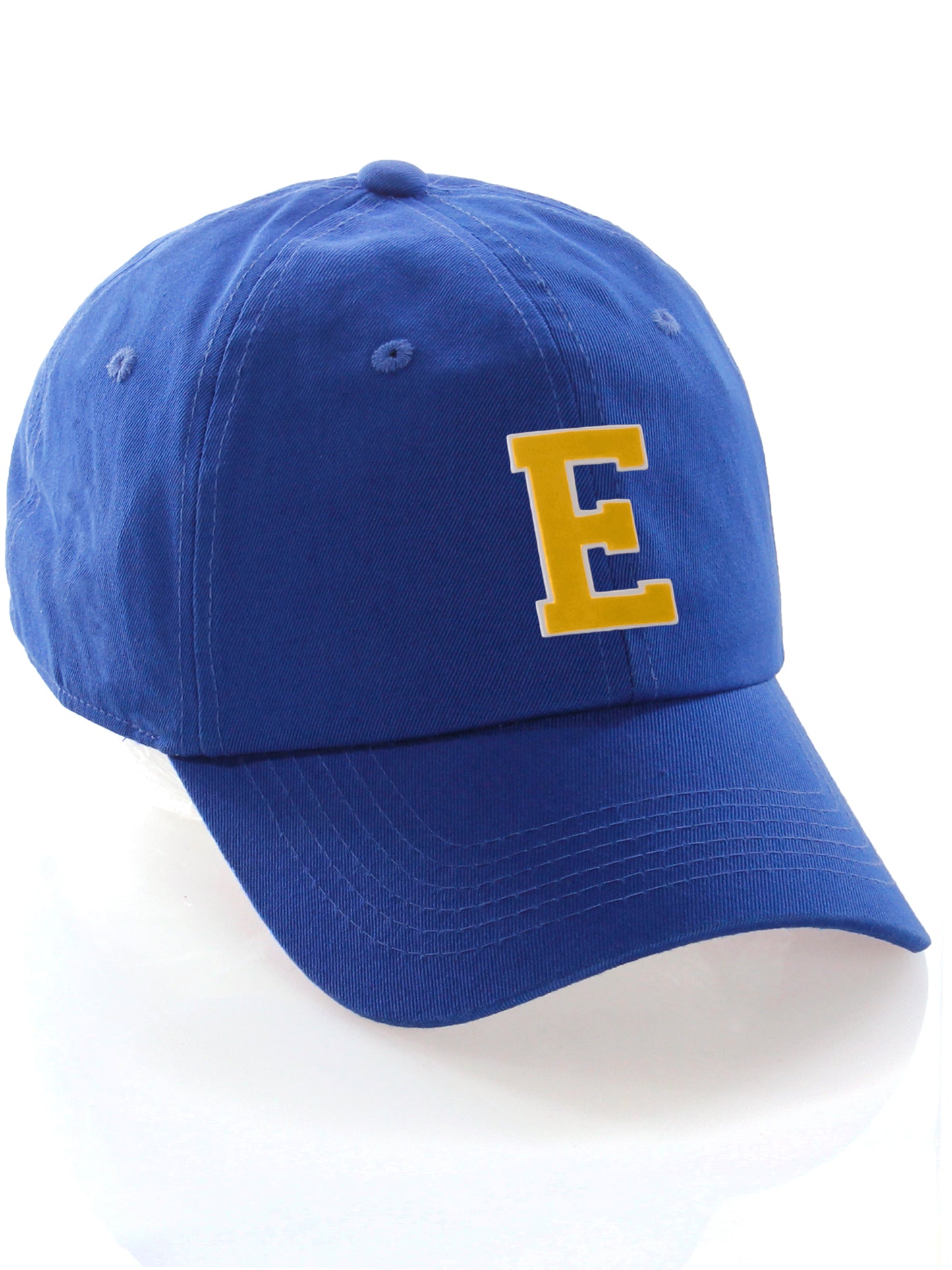 I&W Hatgear Customized Letter Initial Baseball Hat A to Z Team Colors, Blue Cap White Gold
