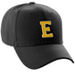 Classic Baseball hat Custom A to Z Initial Team Letter, Black Cap White Gold