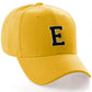 Classic Baseball Hat Custom A to Z Initial Team Letter, Yellow Cap White Black